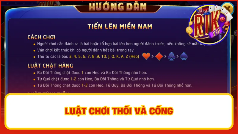 Tiến Lên Miền Nam Rikvip – Chơi Dễ, Thắng Lớn, Giải Trí Ngay 3 Luật chơi thối và cống đã trở thành một phần không thể thiếu trong văn hóa giải trí của người Việt.